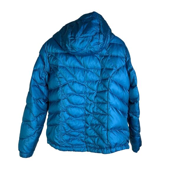 L.L. Bean UltraLight Goose Down Puffer Jacket Womens Large Blue Hooded Quilted - Picture 4 of 8